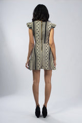 Vintage Black Dress with Tribal Print Back