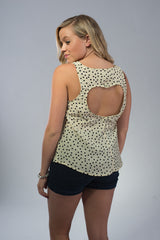 Heart Cutout Polka Dot Blouse