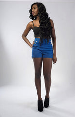 Blue High-Wasted Shorts