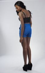 Blue High-Wasted Shorts