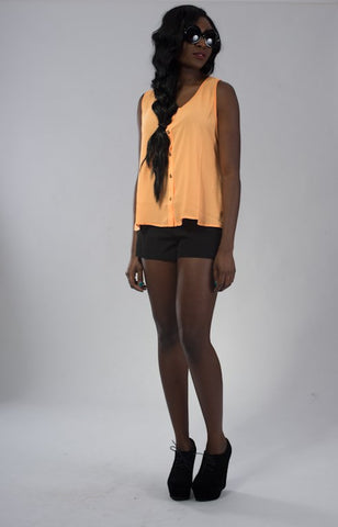 Draped Open Back High-Low Chiffon Top