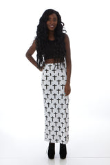 Cross Print Maxi Skirt