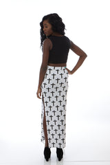Cross Print Maxi Skirt