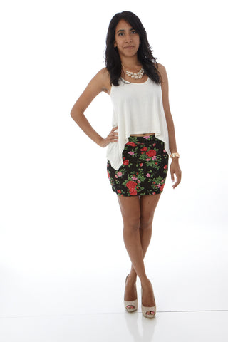 Floral Print Mini Skirt