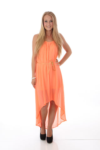 Coral High-Low Dress