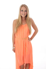 Coral High-Low Dress